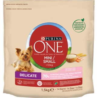 Ração para Cão Mini Menos 10 Kg Delicado de Salmão e Arroz embalagem 1,5 kg - Purina One Mini