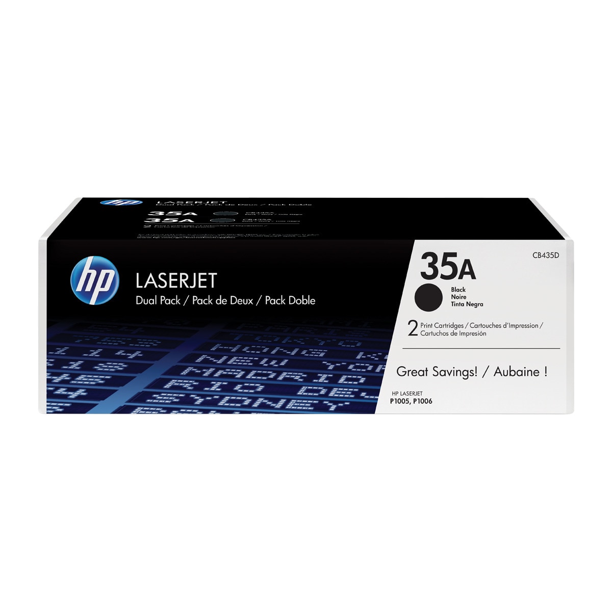 Imagen 0 de Pack 2 cartuchos de Tóner originales HP LaserJet 35A negro (CB435AD)