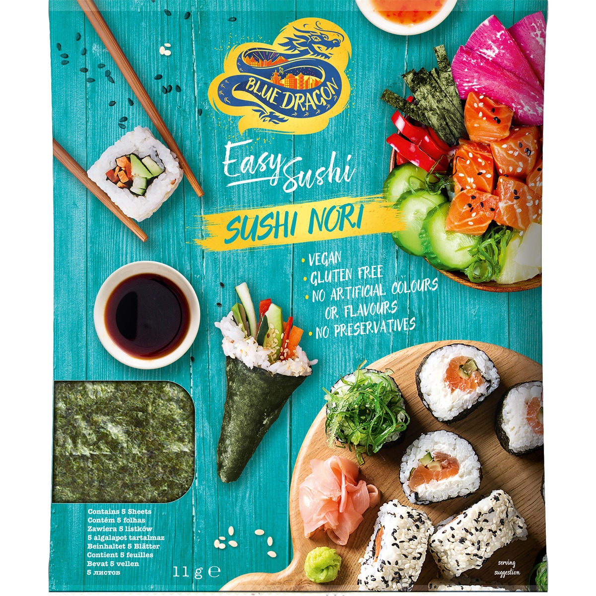 Folhas de Alga Sushi Nori embalagem 11 g