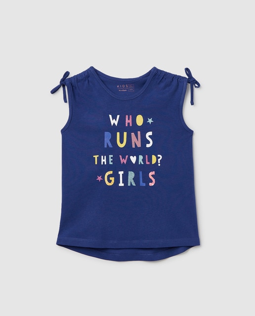 Camiseta de niña sin mangas lazo