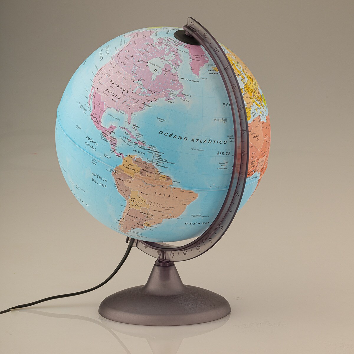 Globo Terrestre com luz Continenti 25 cm Político 3