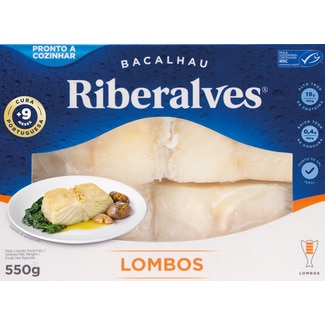 Lombos de Bacalhau Demolhado embalagem 550 g - Riberalves