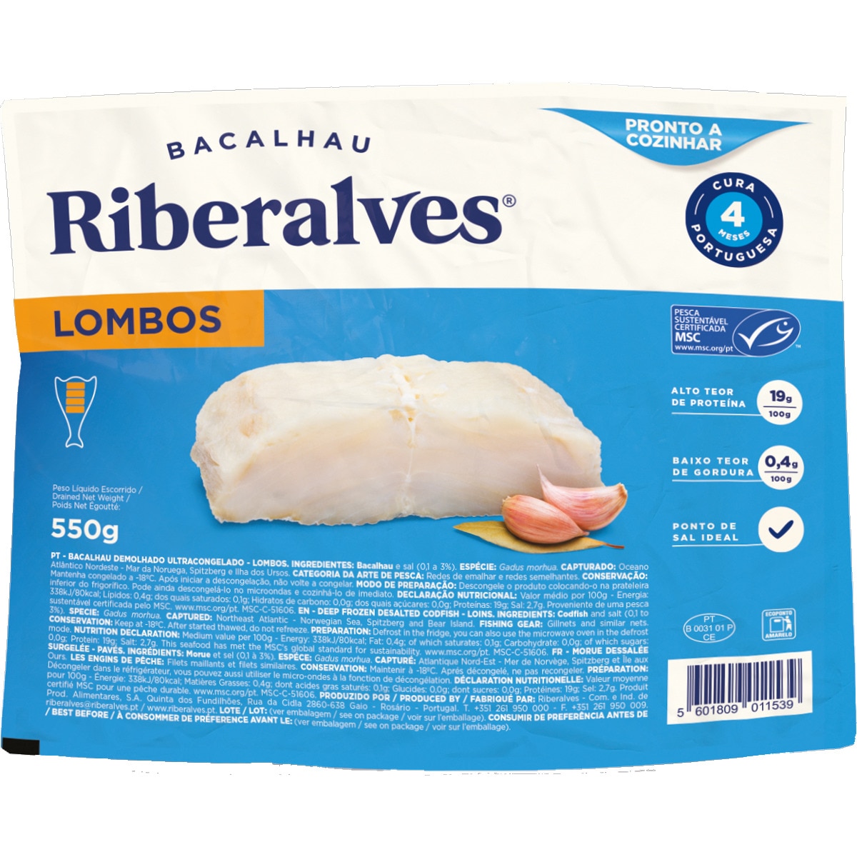 Lombos de Bacalhau embalagem 550 g