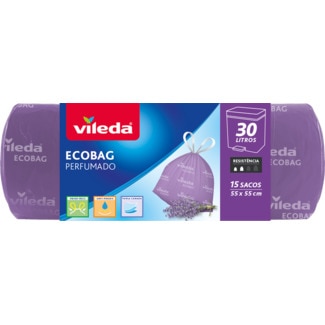 Sacos Lixo Ecobag Super+ Perfumados Lavanda 30 L embalagem 15 unidades - Vileda