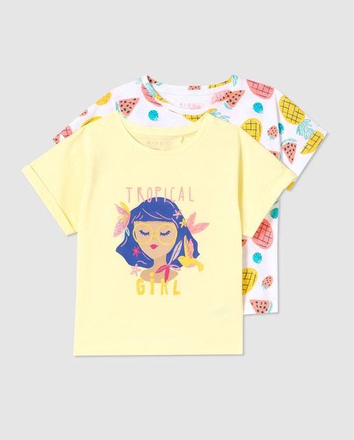 Pack 2 camisetas de niña estampadas