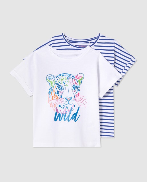 Pack 2 camisetas de niña estampadas