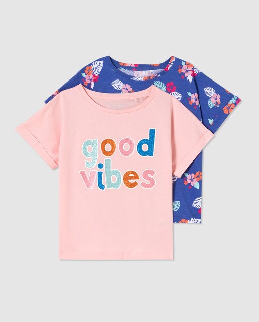 Pack 2 camisetas de niña estampadas