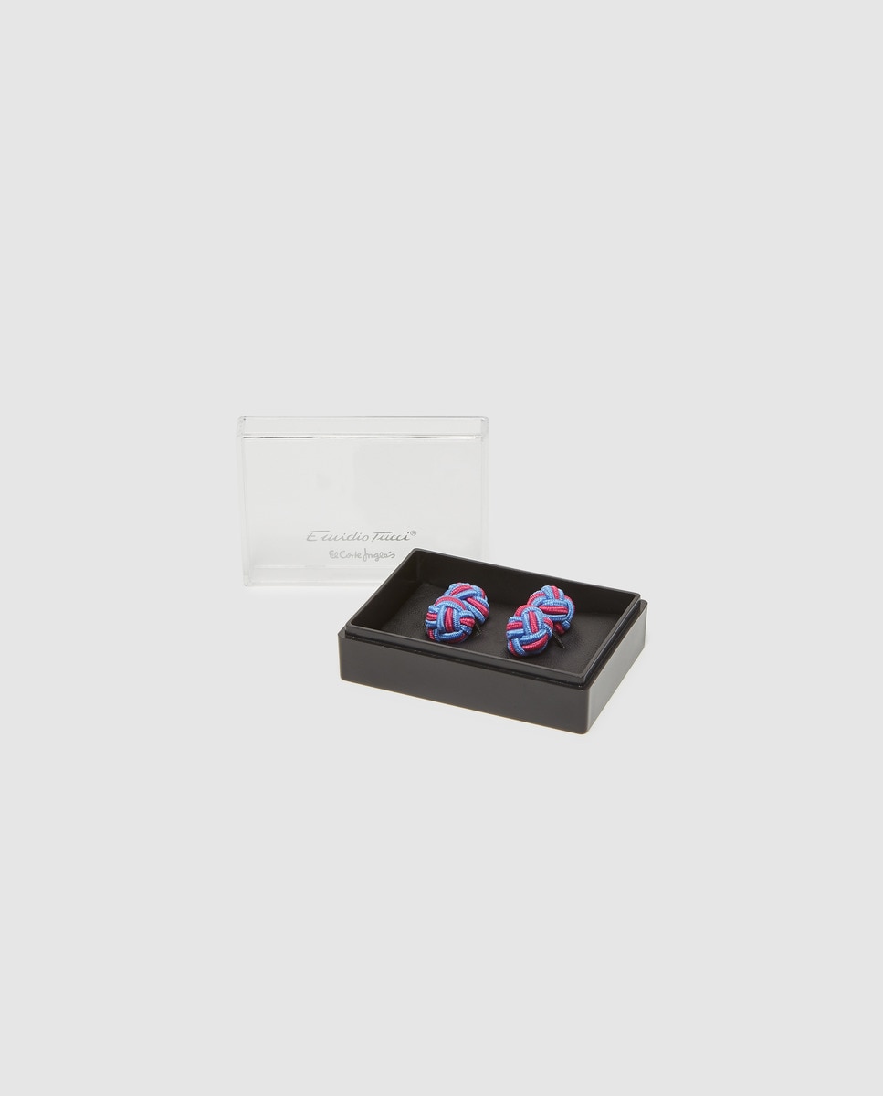 Botões de punho com passamanaria com bolas fúcsia e azuis Multicolor-2