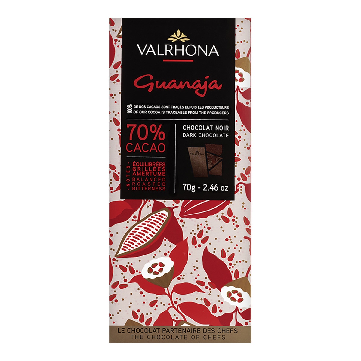 Tableta de chocolate negro 70% cacao Guanaja Valrhona 1