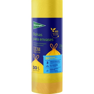 bolsas para envases con autocierre amarilla 55x60 30 litros rollo 30 unidades - El Corte Ingles
