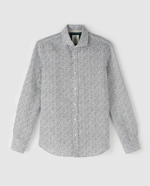 Imagen 0 de Camisa con lino de hombre slim estampada beige