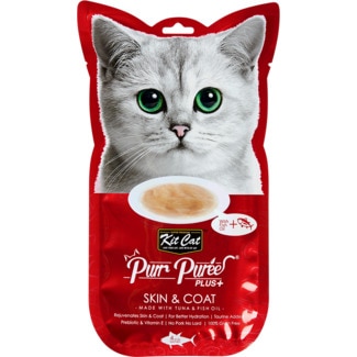 Snack para Gato Skin & Coat de Atum e Óleo de Peixe embalagem 60 g - Kit Cat Purr Puree