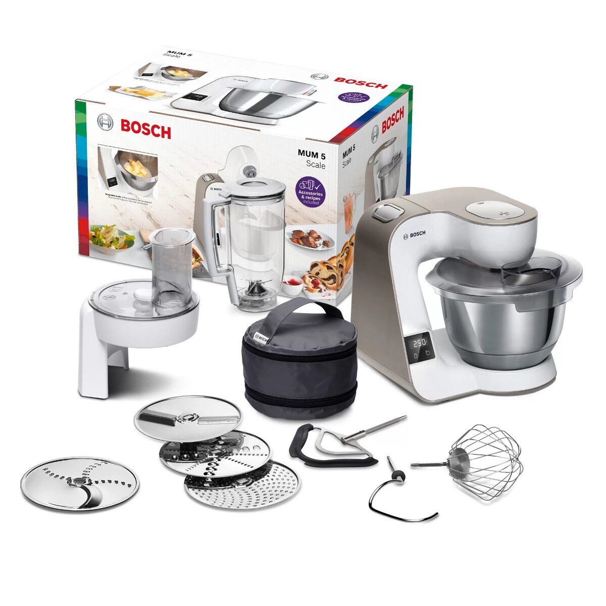 Batedeira com Taça Bosch Mum5XW20 de 1000 W Capacidade 3,9 Litros -  Branco e Champagne Branco / Champagne-2