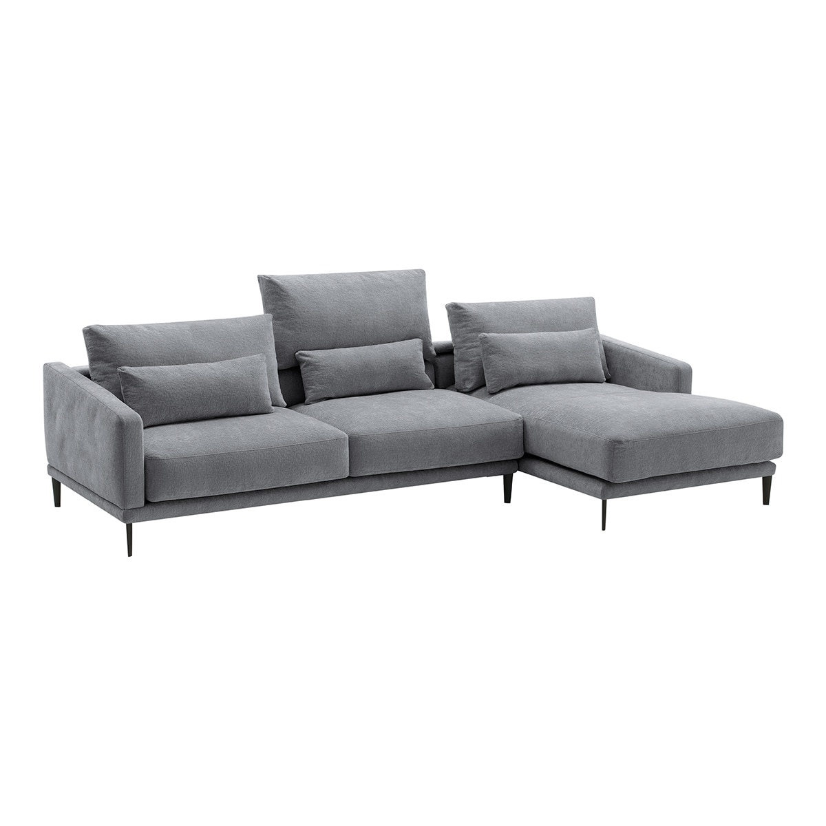 Sofá de 5 plazas con chaiselongue derecha mezcla algodón Harvey El Corte Inglés Gris cerúleo-2