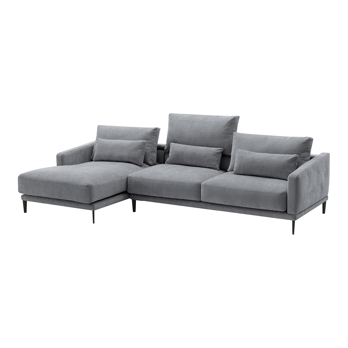 Sofá de 5 plazas con chaise longue izquierda mezcla algodón Harvey El Corte Inglés Gris cerúleo-2