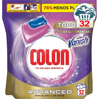 detergente cápsulas Vanish Todo en 1 bolsa 32 cápsulas ropa blanca y de color - Colon