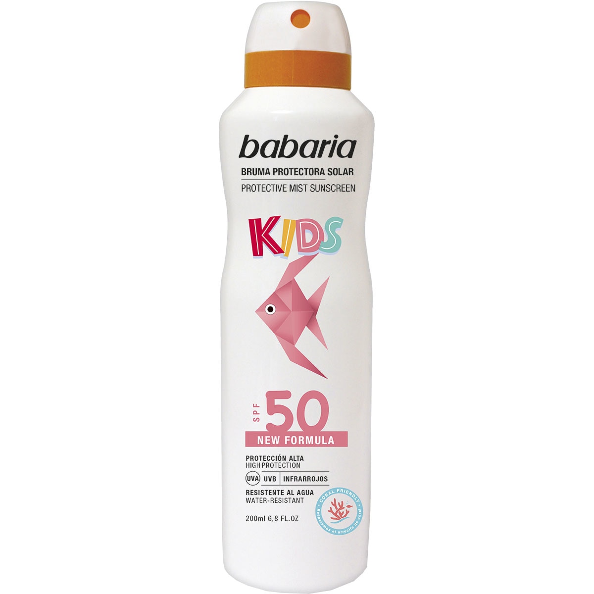 bruma protectora solar infantil SPF-50 resistente al agua spray 200 ml