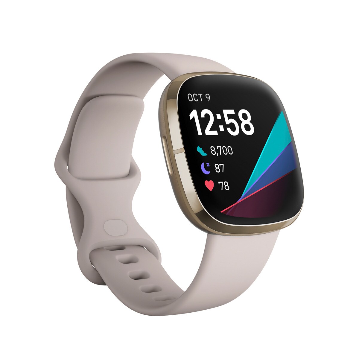 Fitbit - Sense Blanco Marfil/acero Inoxidable Dorado Smartwatch + Correa Sport Band White S