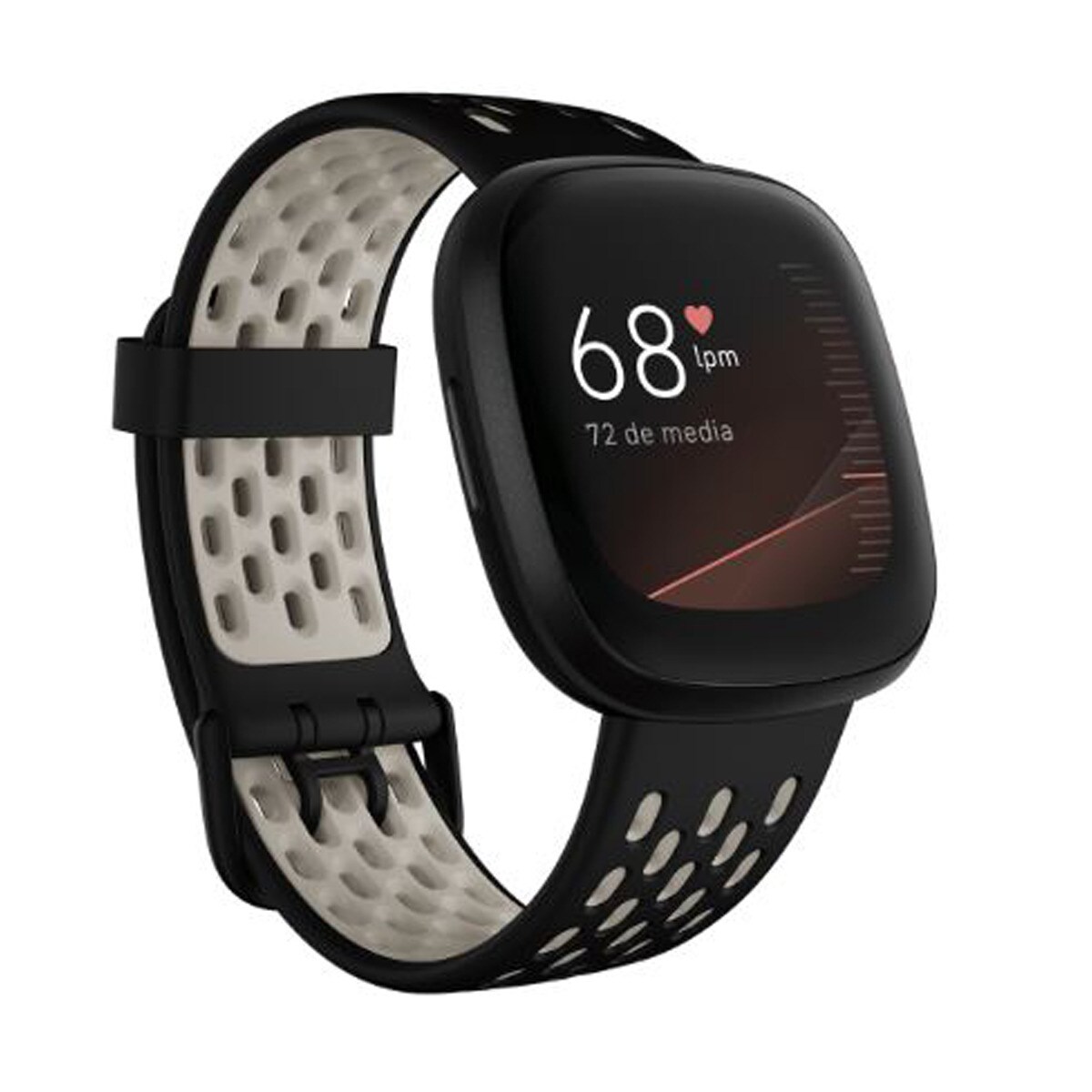 Fitbit - Sense Negro Carbón/acero Inoxidable Grafito Smartwatch + Correa Sport Band White L