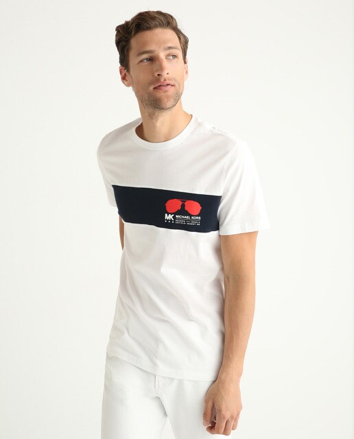 Camiseta de hombre de manga corta color block con print en el pecho · Michael  Kors · El Corte Inglés