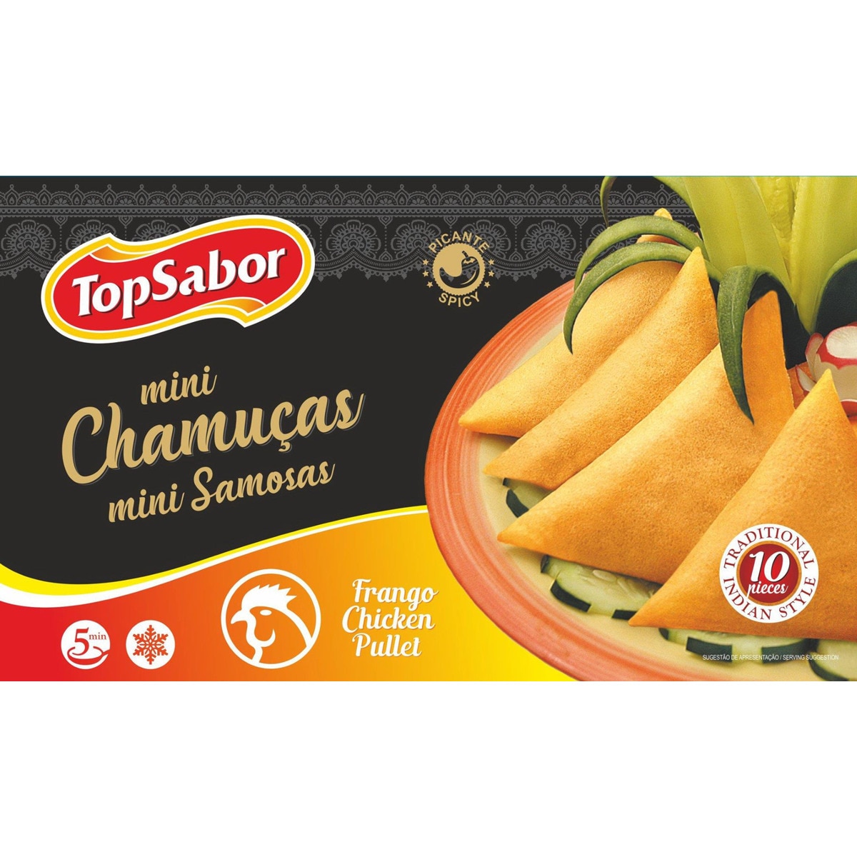 Mini Chamuças Picantes 10 Unidades embalagem 170 g