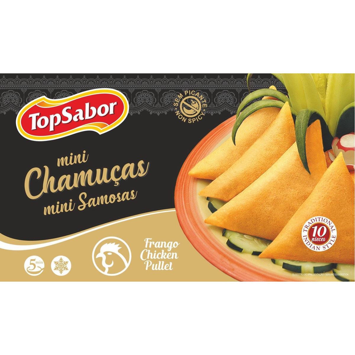 Mini Chamuças sem Picante 10 Unidades embalagem 170 g