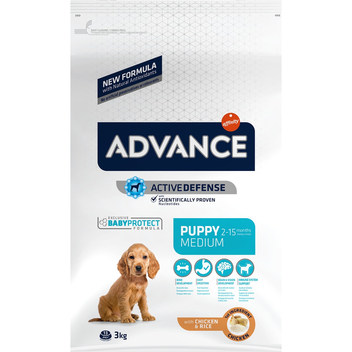 Ração para Cão Puppy Médio com Galinha e Arroz embalagem 3 kg