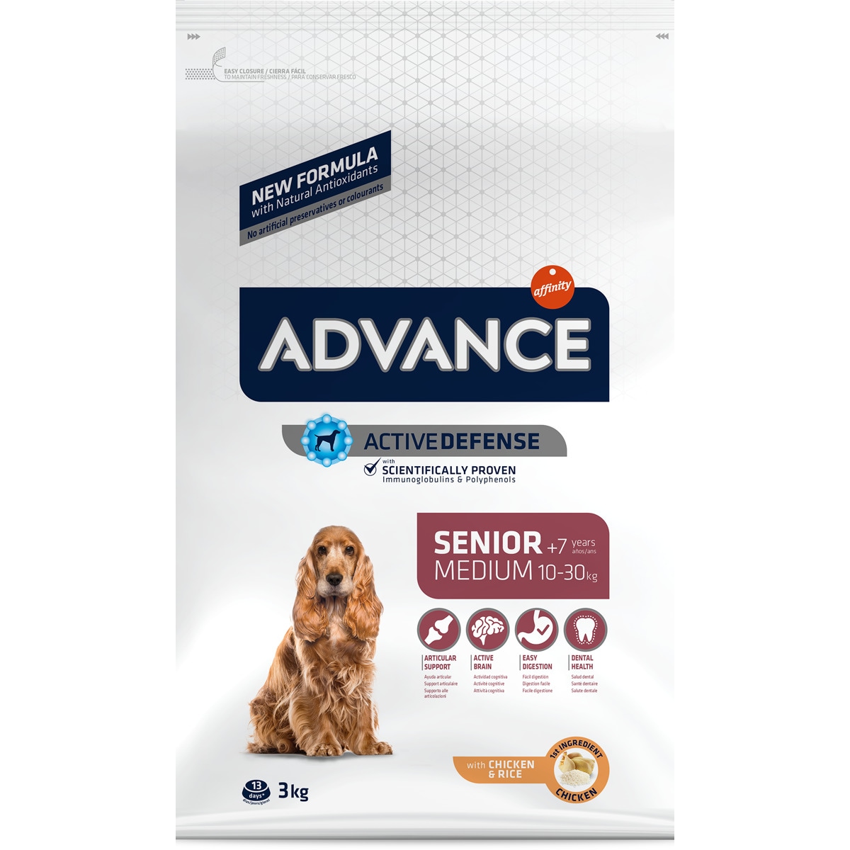 Ração para Cão Médio 7+ Anos com Galinha e Arroz embalagem 3 kg