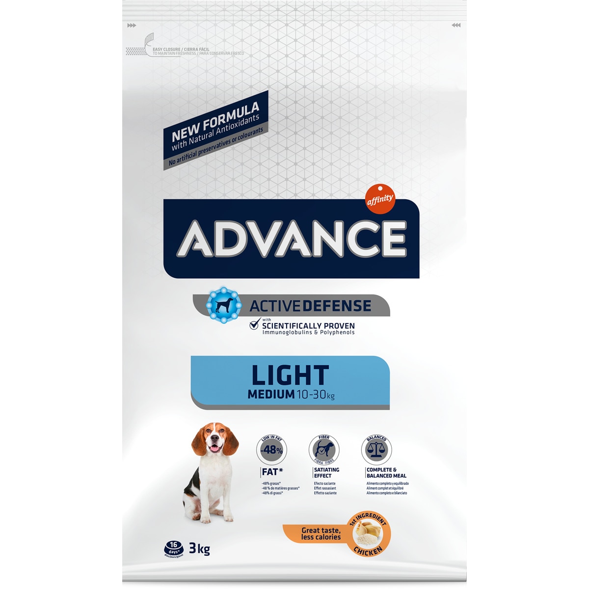 Ração para Cão Médio Light +1 Ano com Galinha e Arroz embalagem 3 kg