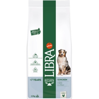Ração Seca para Cão Adulto Senior + 7 Anos com Galinha embalagem 12 kg - Libra