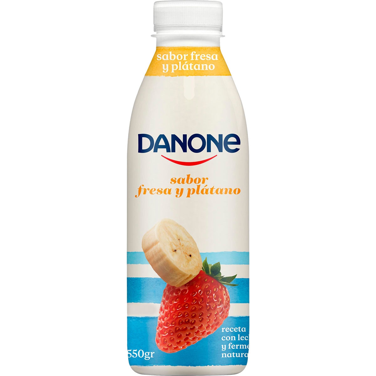 yogur líquido sabor fresa y plátano botella 550 g