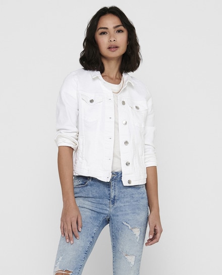 Cazadora vaquera de mujer con bolsillos 34 Blanco
