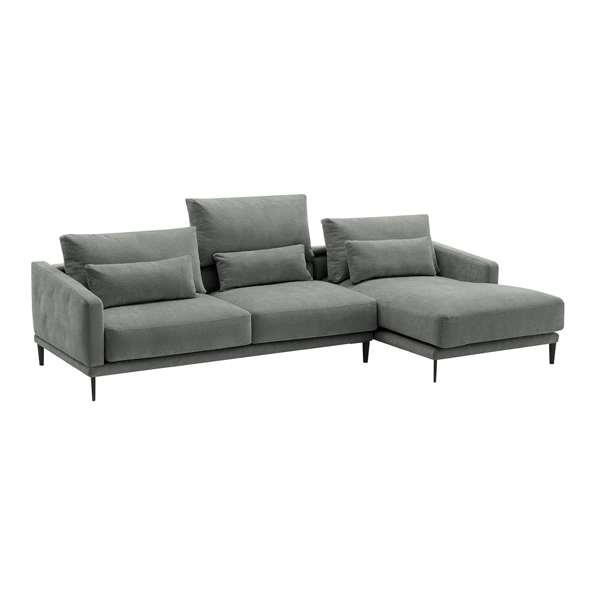 Sofá de 5 lugares com chaise longue direita Harvey Cinzento-cinza-2