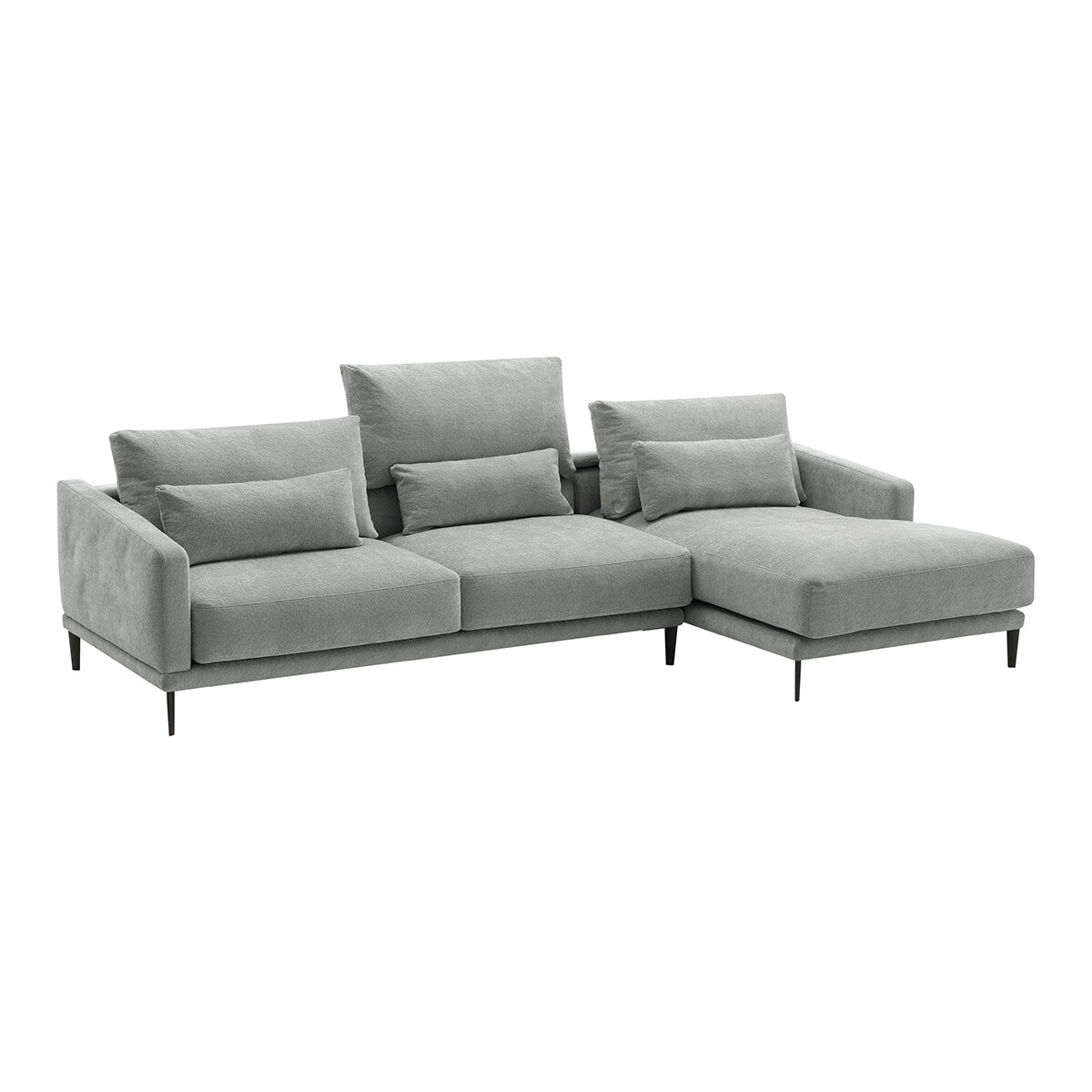 Sofá de 5 lugares com chaise longue direita Harvey Cinzento-claro-2