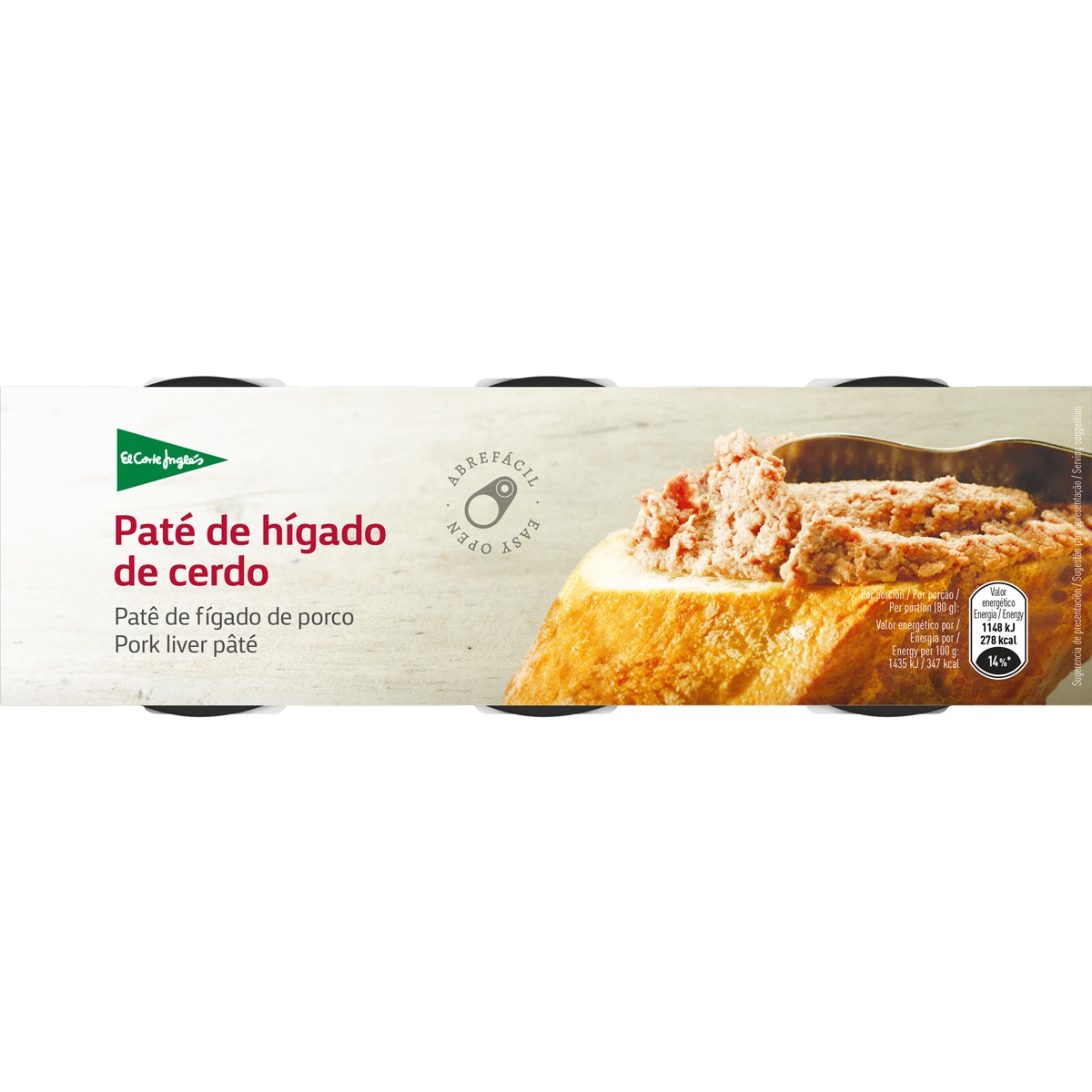 paté de hígado de cerdo pack 3 latas 80 g