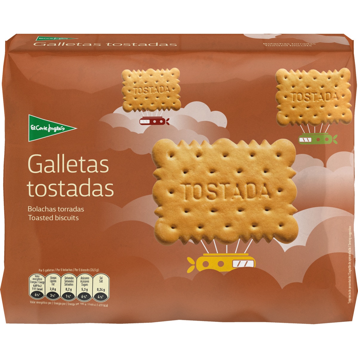 galletas tostadas 4 paquetes x 200 g envase 800 g