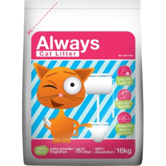 Areia para Gato Aglomerante embalagem 16 kg - Always