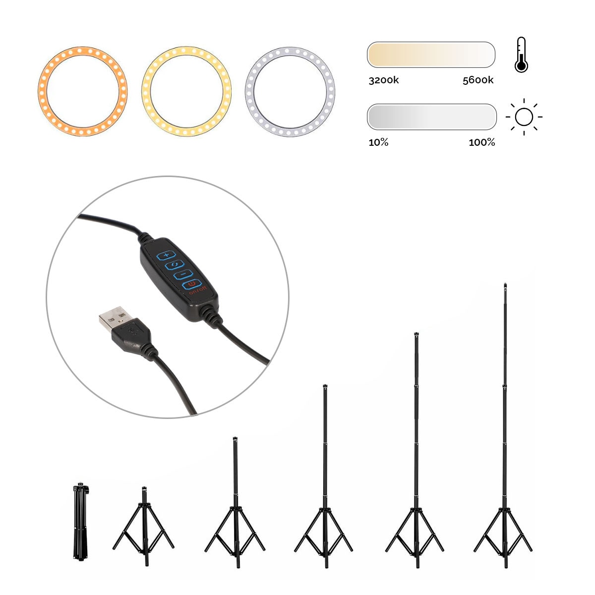 Kit Studio Live Max Círculo Led com Tripé Chão 1,60 m para Smartphone 6