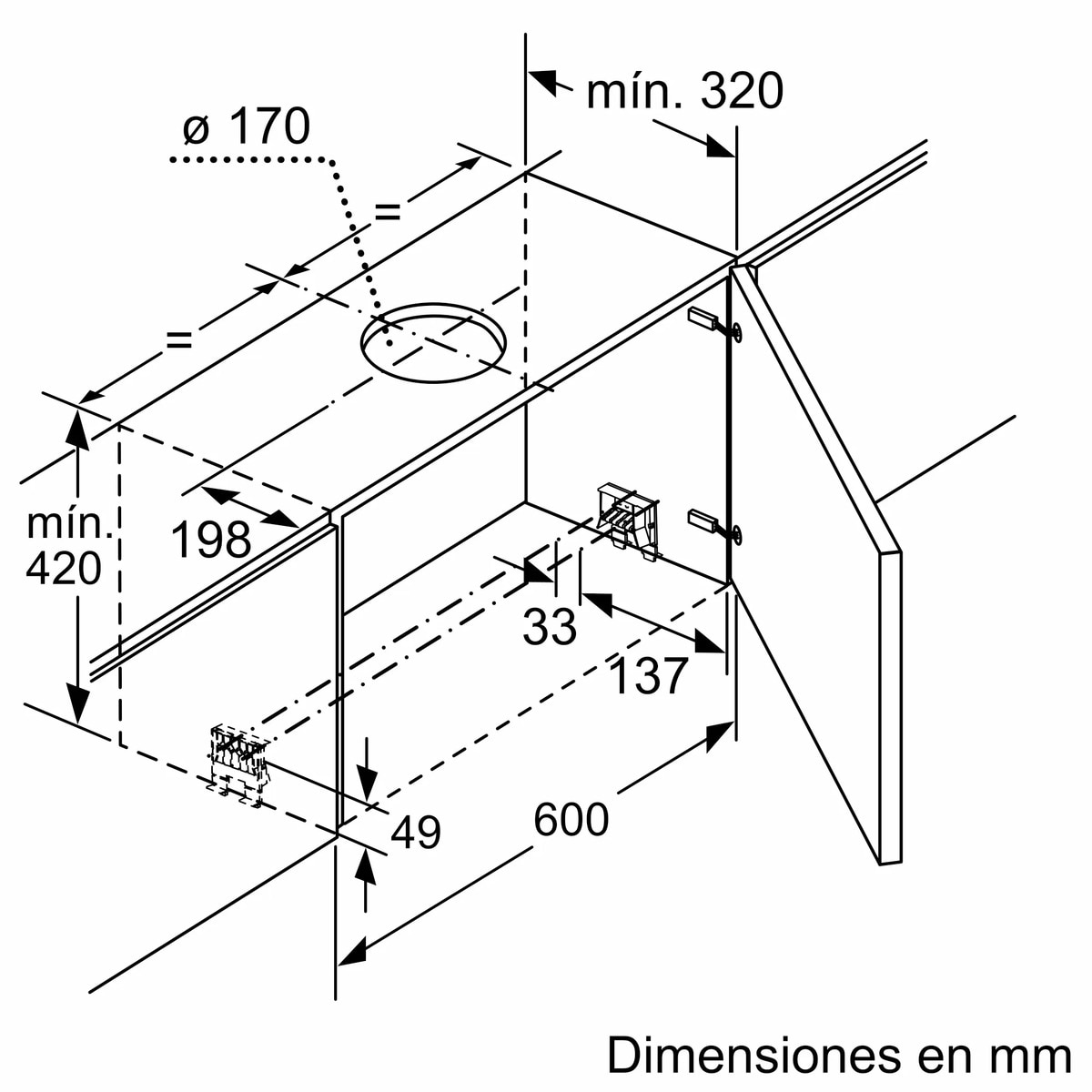 Campana telescópica Bosch 5 potencias de extracción - DFS067K51 Acero Inox-6