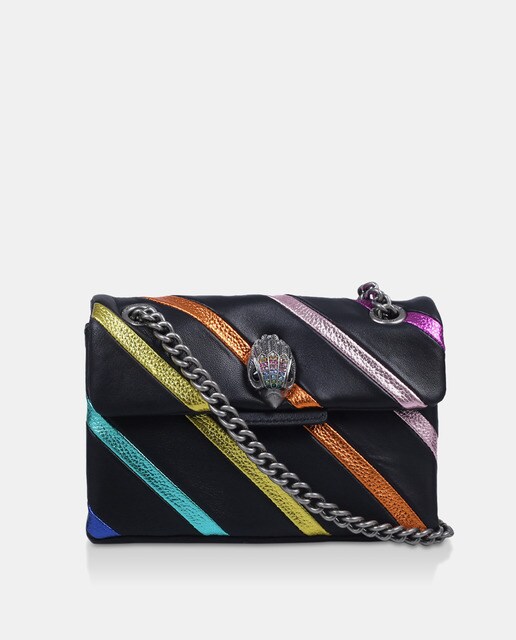 Bandolera mini Kurt Geiger Kensington de piel en negro con franjas  multicolor · Kurt Geiger · El Corte Inglés