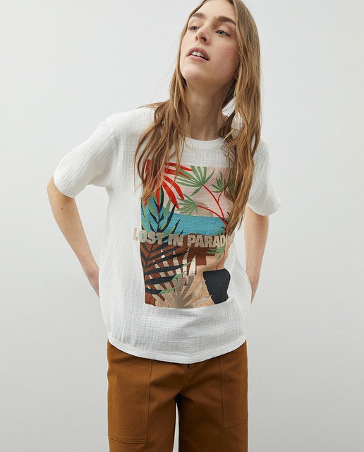 Camiseta de mujer tropical manga corta · Sfera · El Corte Inglés