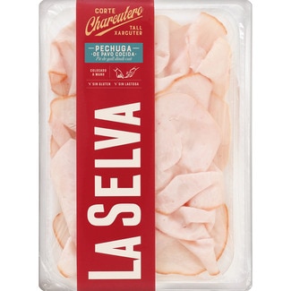 Corte Charcutero pechuga de pavo cocida en lonchas sin gluten sin lactosa envase 90 g - La Selva