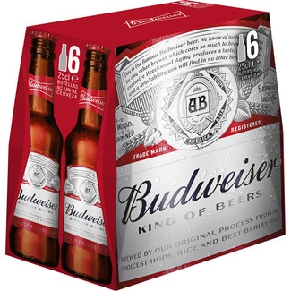 cerveza rubia estadounidense pack 6 botellas 25 cl - Budweiser