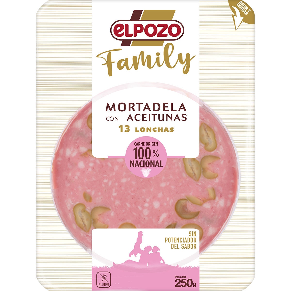 Family mortadela con aceitunas en lonchas sin gluten sin lactosa envase 250 g