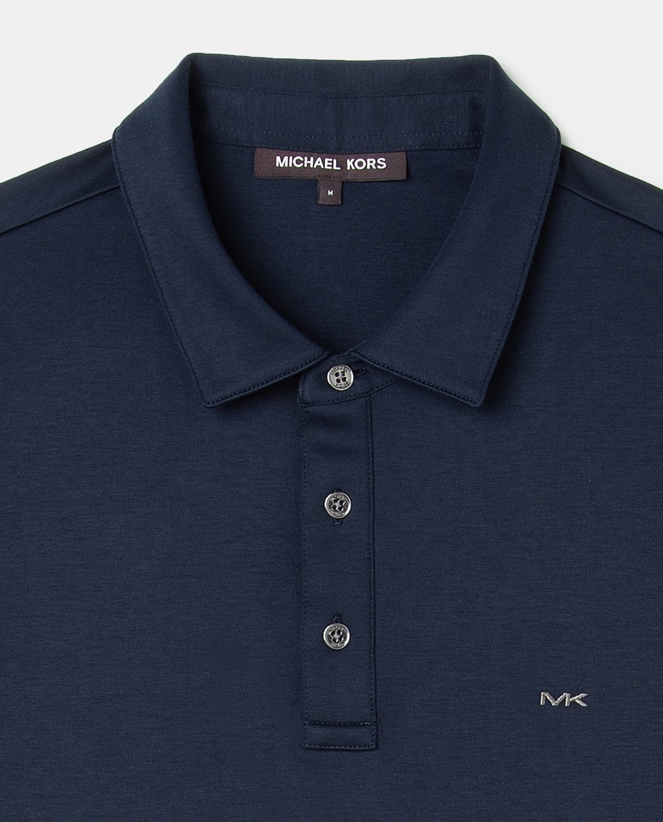 Pólo custom de algodão com logótipo bordado Azul-marinho-2