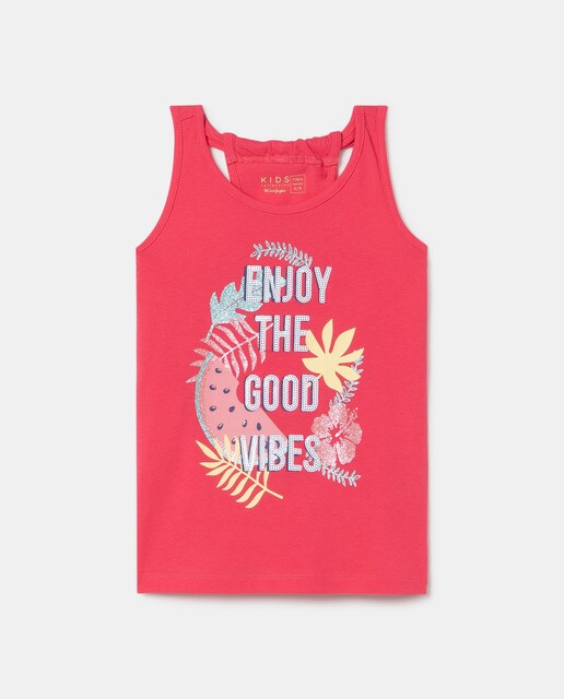 Camiseta de niña sin mangas lentejuelas