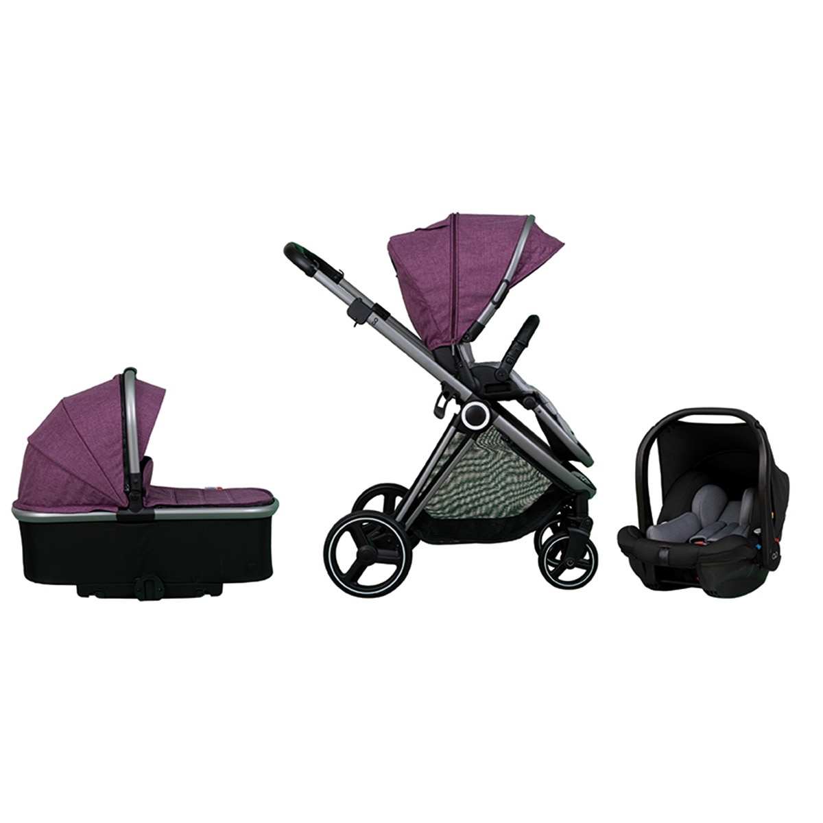Carro de bebé trío Casualplay Match 3 Space + Capazo + Silla de coche Verai i-Size  Púrpura-1