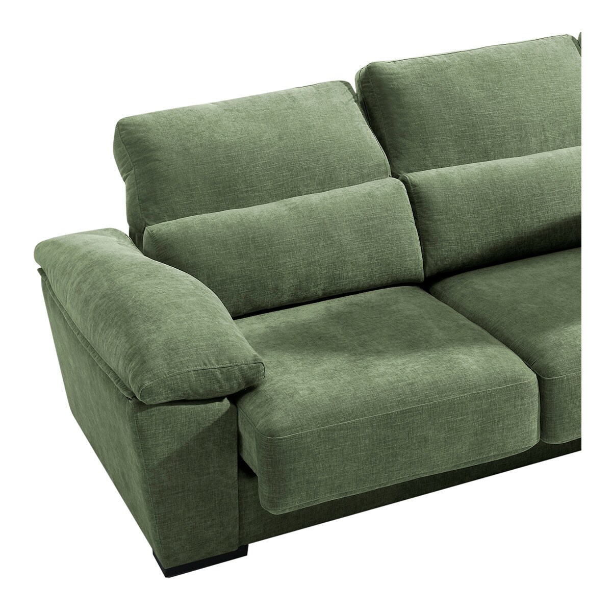 Sofá estofado de 3 lugares com assentos deslizantes Cloud Verde Bosque-2