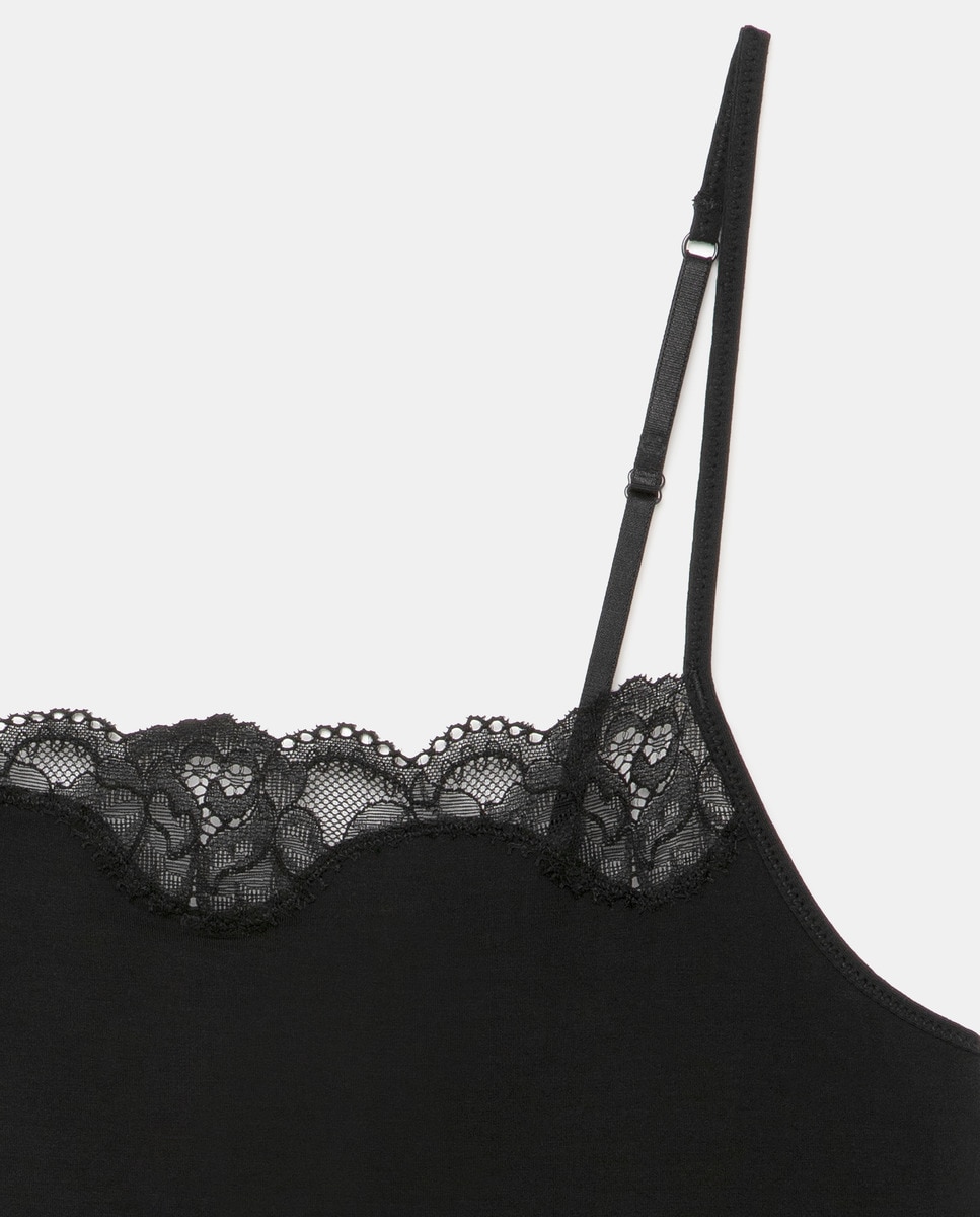 T-shirt de alças em modal Preto-2