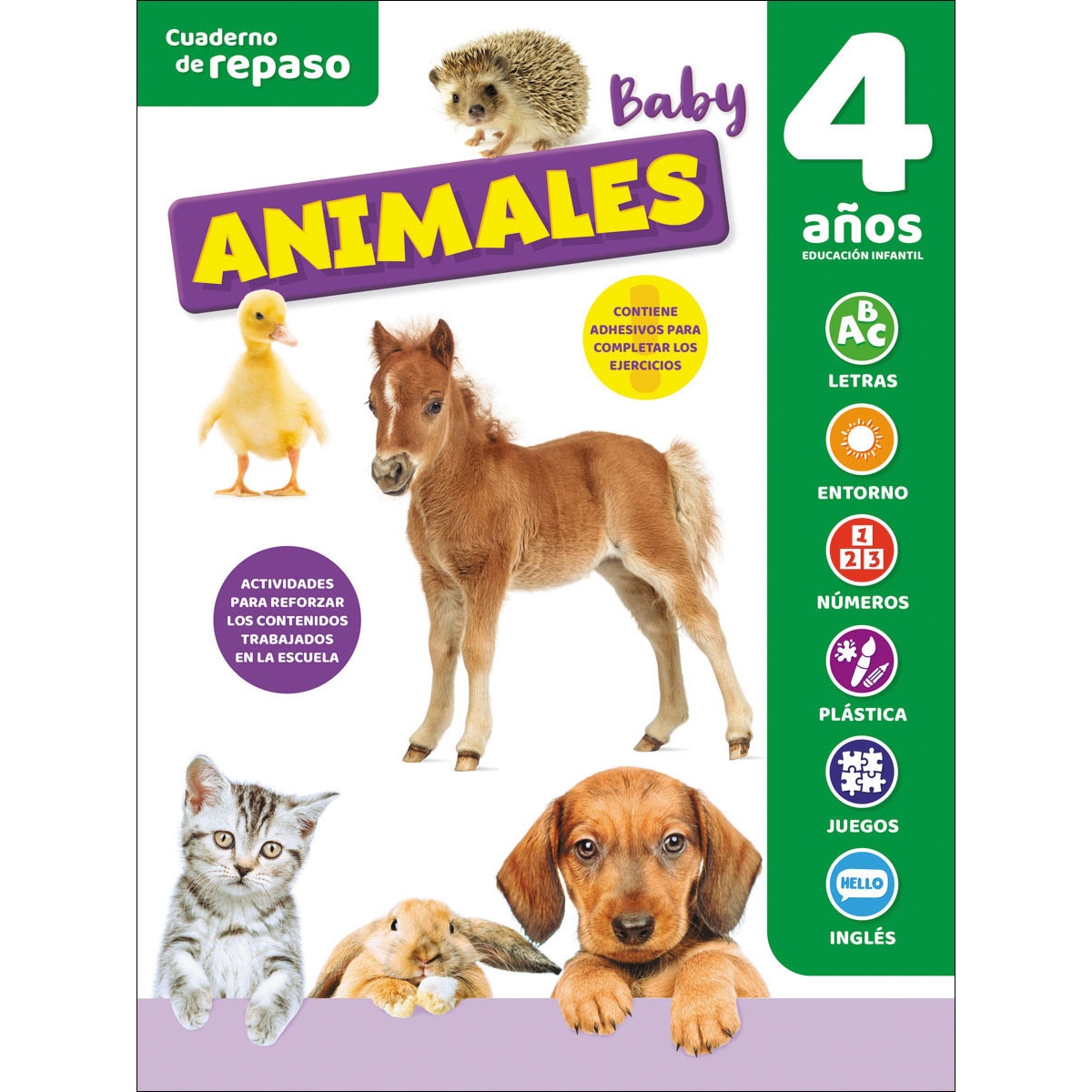 CUADERNO DE REPASO TEMÁTICO LUMINISCENTE 4 AÑOS ANIMALES BABY  (Tapa blanda) 1